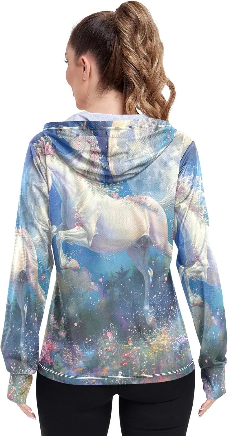 Cartoon Hamburger Hooded Sun Shirt Upf 50 , Sunscreen Shirts Women Long Sleeve, Zip Shirt, Hiking Jacket