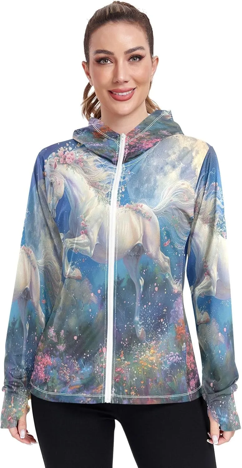 Cartoon Hamburger Hooded Sun Shirt Upf 50 , Sunscreen Shirts Women Long Sleeve, Zip Shirt, Hiking Jacket