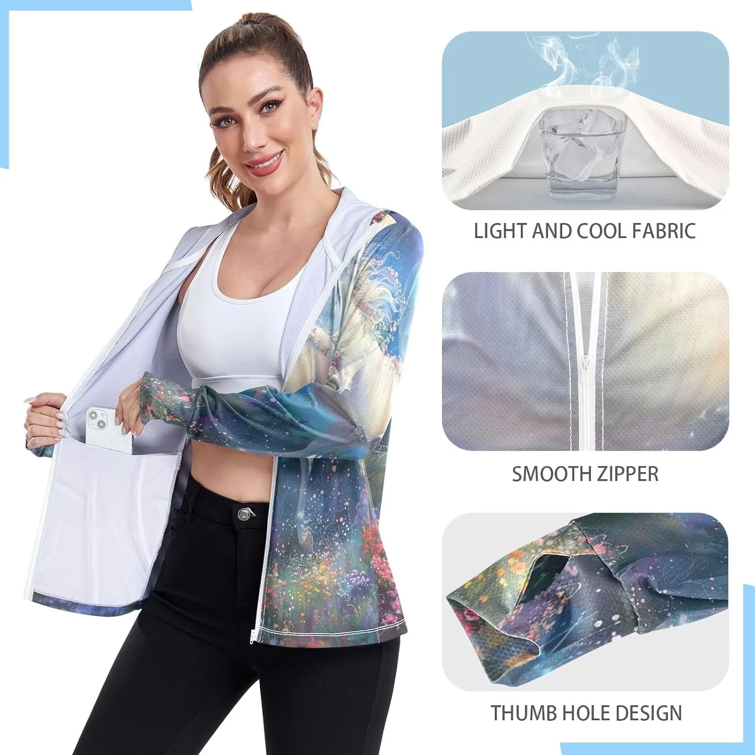 Cartoon Hamburger Hooded Sun Shirt Upf 50 , Sunscreen Shirts Women Long Sleeve, Zip Shirt, Hiking Jacket