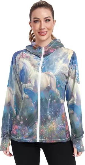 Cartoon Hamburger Hooded Sun Shirt Upf 50 , Sunscreen Shirts Women Long Sleeve, Zip Shirt, Hiking Jacket