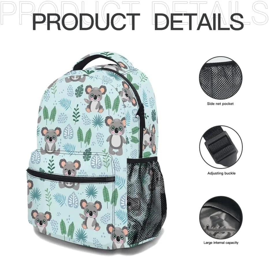 Cartoon Koala Backpack, Casual Lightweight Laptop Bag, Classic Shoulders Backpack Cool Daypack with Multiple Pockets (Cartoon Koala)