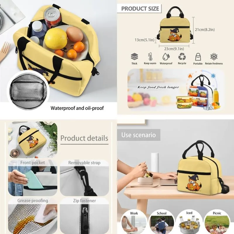 Cartoon Pumpkin Head Cat 3 PCS Backpack Combo Set,Preschool Halloween Pumpkin Backpack Lunchbox Pencil Case Lightweight Kindergarten School Bookbag Set