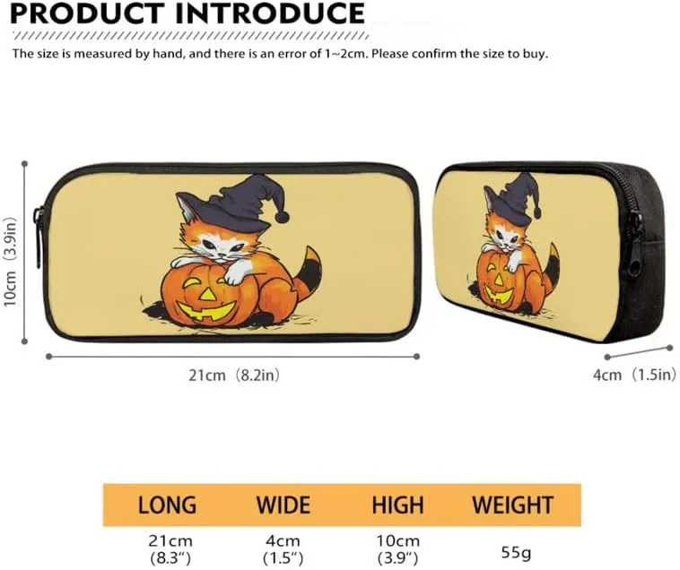 Cartoon Pumpkin Head Cat 3 PCS Backpack Combo Set,Preschool Halloween Pumpkin Backpack Lunchbox Pencil Case Lightweight Kindergarten School Bookbag Set