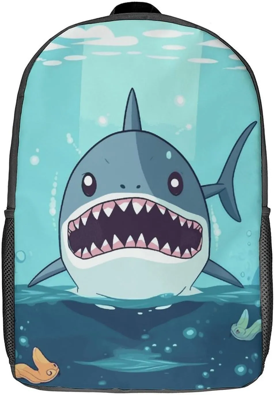 Cartoon Shark Floating in Water Backpack, Laptop Backpack for Men, 17 Inch Travel Hiking Daypack, Casual Backpack