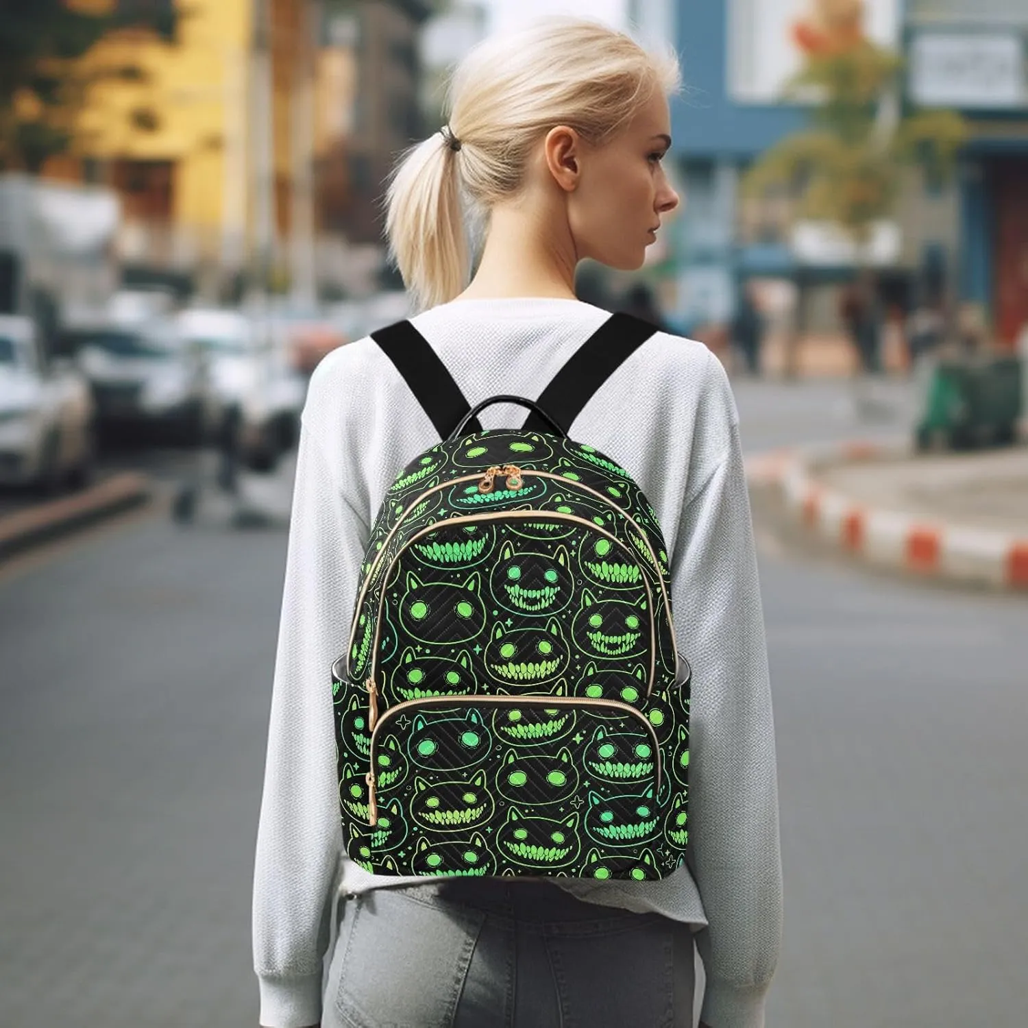Cartoon Spooky Animal Head Mini Backpack Fashion Backpack Purse for Women,Handbag Shoulder Bag Casual Daypack, Ladies Gift for College Work （M）