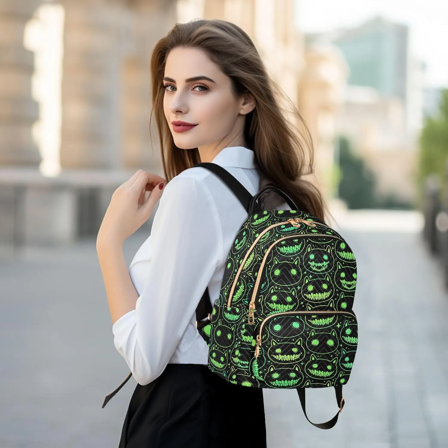 Cartoon Spooky Animal Head Mini Backpack Fashion Backpack Purse for Women,Handbag Shoulder Bag Casual Daypack, Ladies Gift for College Work （M）