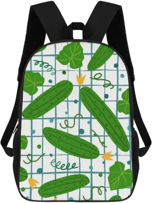 Cartoon Vegetables Cucumber Pattern Backpack for Worker Business Hiking Travel Bag Shoulders Bag