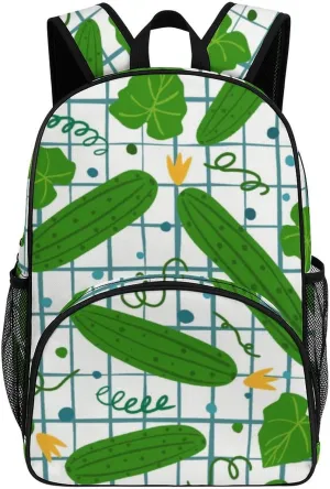 Cartoon Vegetables Cucumber Pattern Backpack for Worker Teacher Business Hiking Travel Bag Shoulders Bag