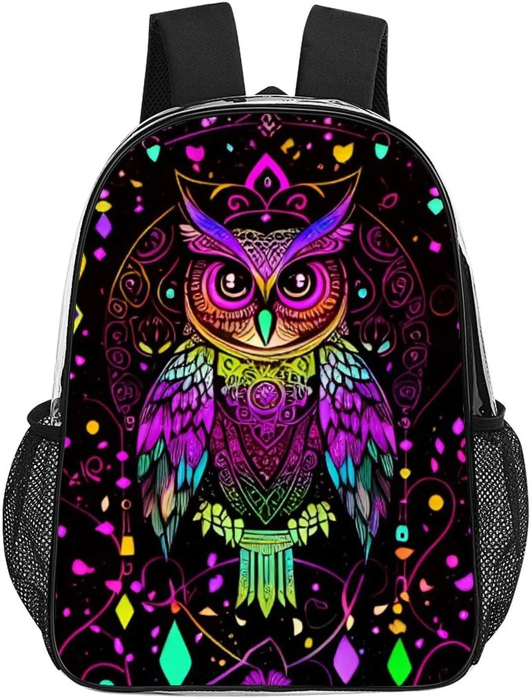Casual Daypack Multipurpose Anti-Theft Large Capacity Carry On Bag - Cute Abstract Owl Psychedelic Art Casual Daypack Climbing Shoulder Transparent Bag