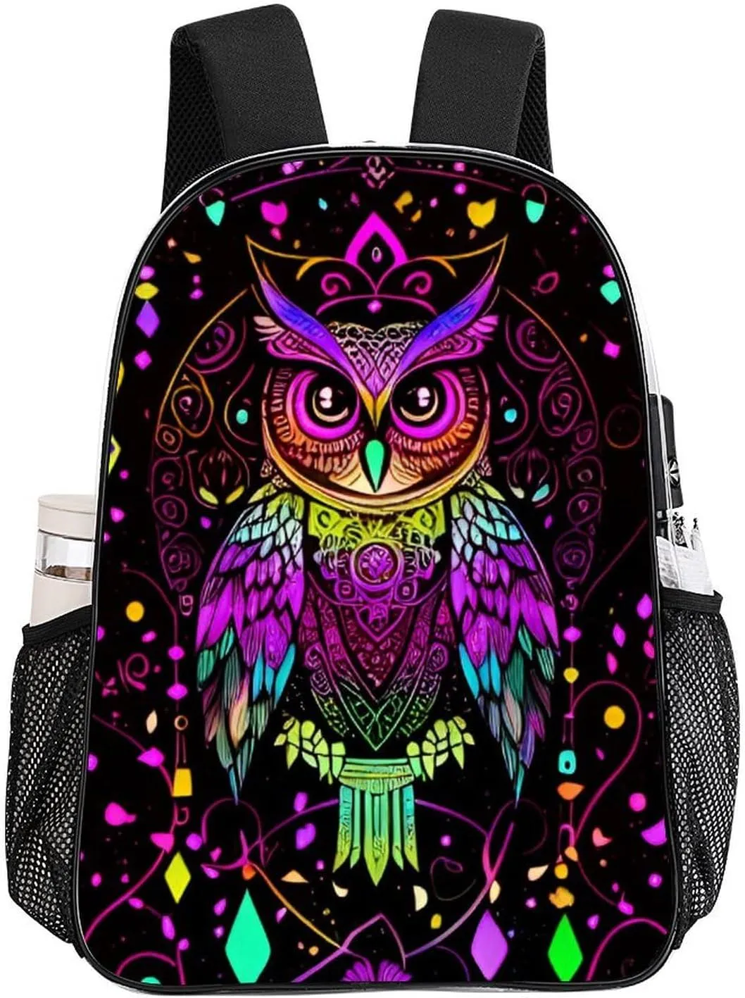 Casual Daypack Multipurpose Anti-Theft Large Capacity Carry On Bag - Cute Abstract Owl Psychedelic Art Casual Daypack Climbing Shoulder Transparent Bag