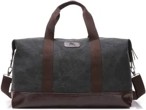 Casual Travel Duffel Canvas Luggage Handbag Outdoor Gym Sports Overnight Carry on Weekend Tote Bag Sports Overnight Gym Luggage Weekend Tote Bag(Black)