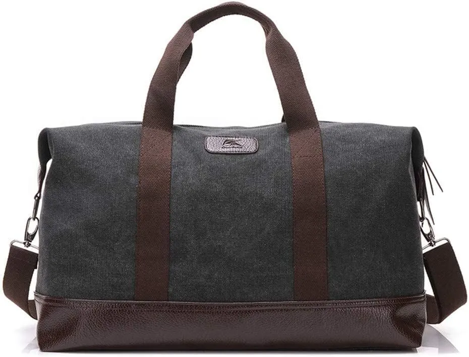 Casual Travel Duffel Canvas Luggage Handbag Outdoor Gym Sports Overnight Carry on Weekend Tote Bag Sports Overnight Gym Luggage Weekend Tote Bag(Black)