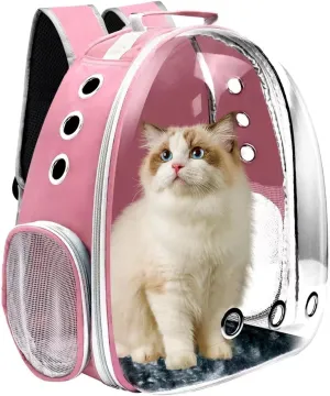 Cat Backpack Carrier, Pet Cat Carrier with Ventilated Design for Carrying Puppy Cats, Pet Carrier Backpack for Traveling/Hiking/Camping/Outdoors Airline Approved Travel Carrier (Pink1)