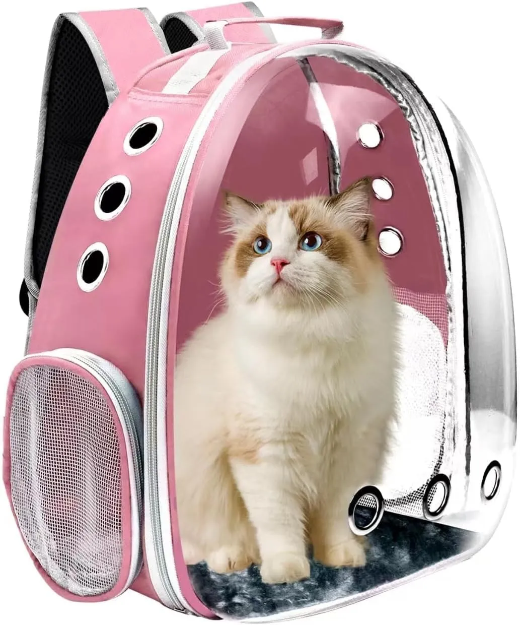 Cat Backpack Carrier, Pet Cat Carrier with Ventilated Design for Carrying Puppy Cats, Pet Carrier Backpack for Traveling/Hiking/Camping/Outdoors Airline Approved Travel Carrier (Pink1)