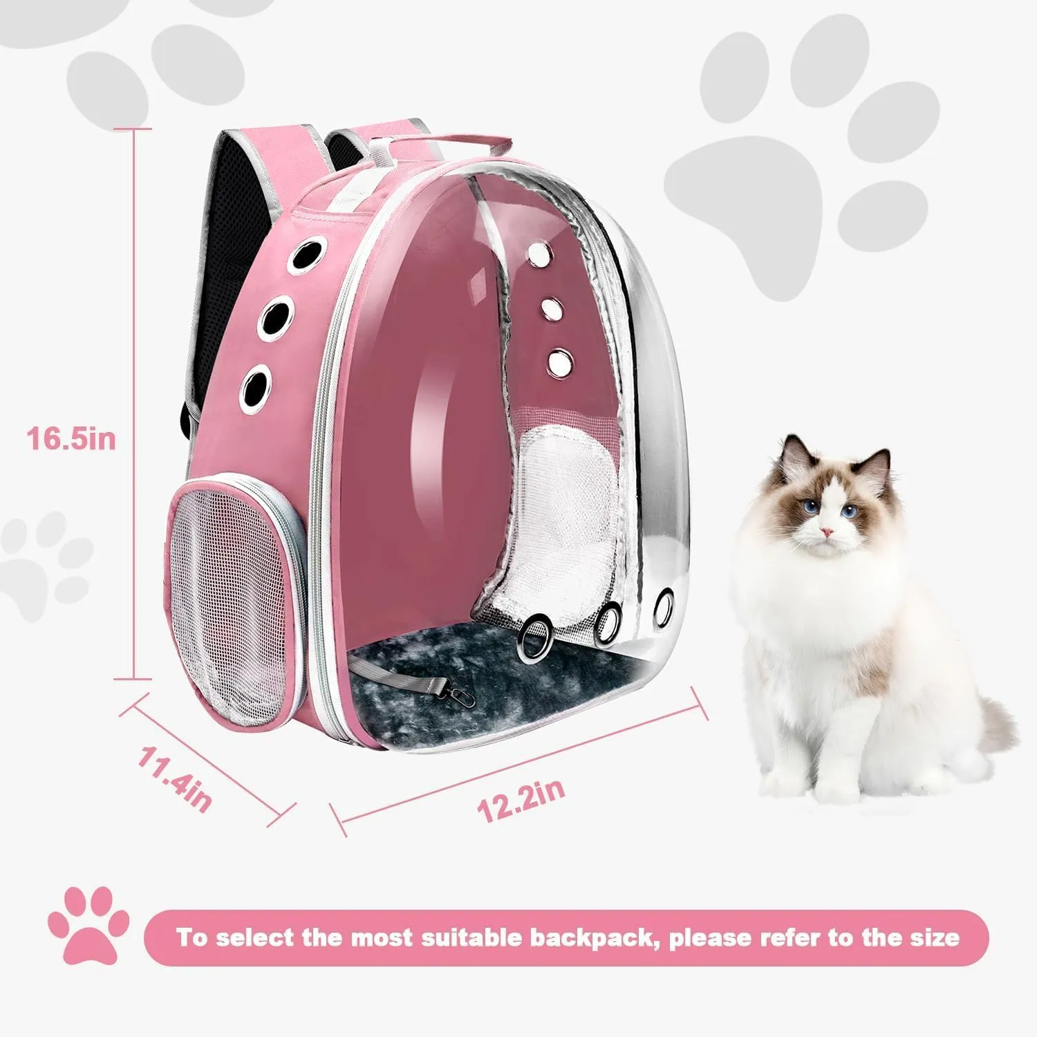 Cat Backpack Carrier, Pet Cat Carrier with Ventilated Design for Carrying Puppy Cats, Pet Carrier Backpack for Traveling/Hiking/Camping/Outdoors Airline Approved Travel Carrier (Pink1)
