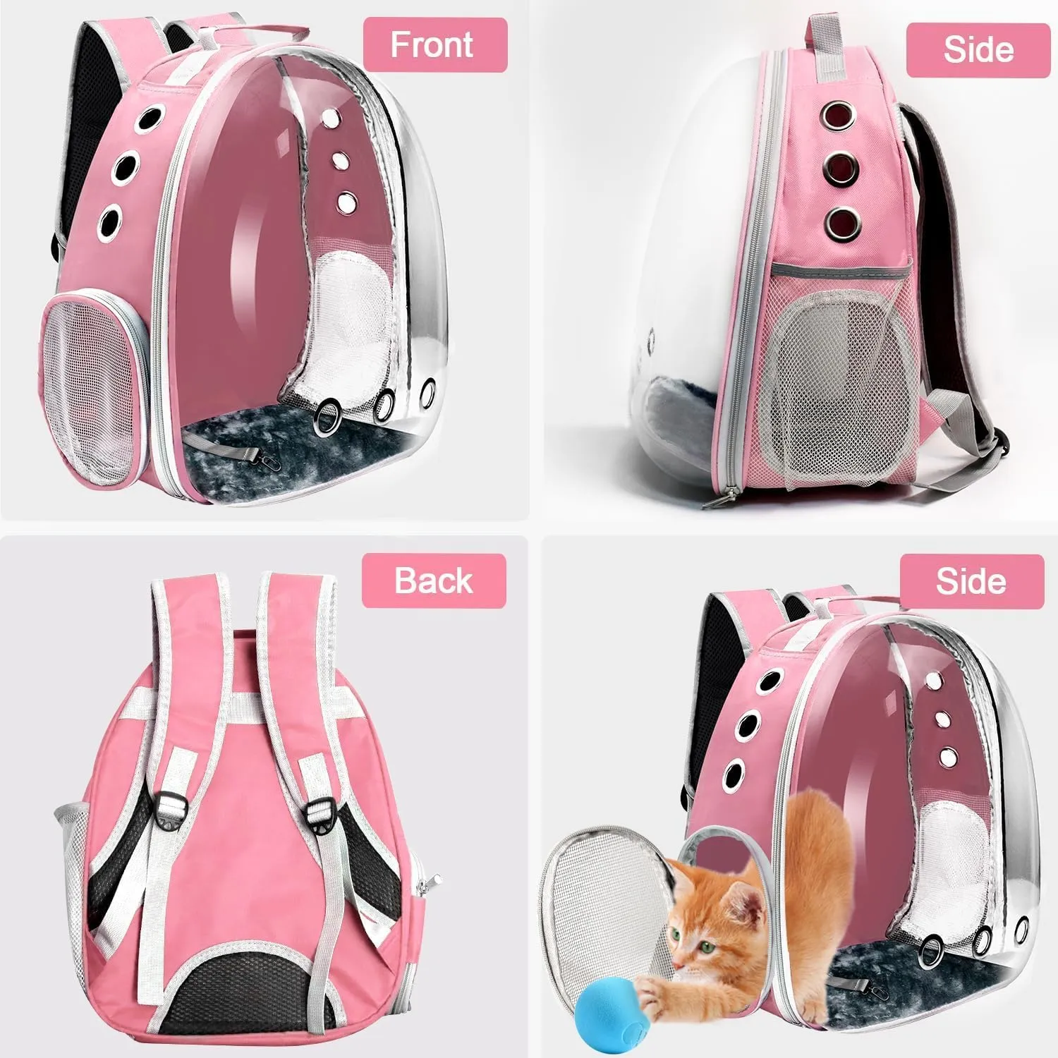 Cat Backpack Carrier, Pet Cat Carrier with Ventilated Design for Carrying Puppy Cats, Pet Carrier Backpack for Traveling/Hiking/Camping/Outdoors Airline Approved Travel Carrier (Pink1)