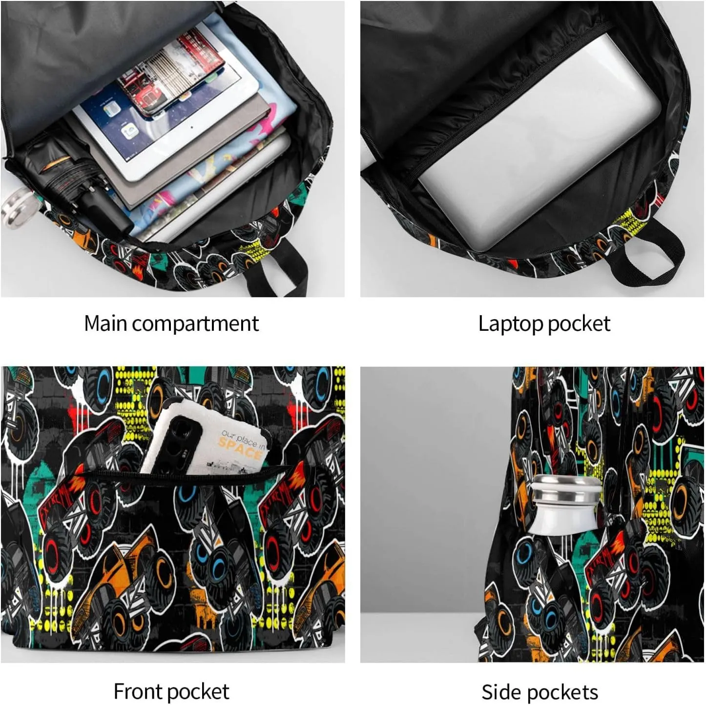 Catoon Truck Car Multipurpose School Bag Bookbag for Teenage Boys Girls Daily Backpack