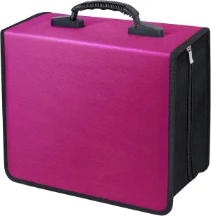 CD/DVD Binder, CD DVD Case Holder Binder 400 Capacity CD/DVD Wallet Storage Booklet Album Box (White Binder, Rose)