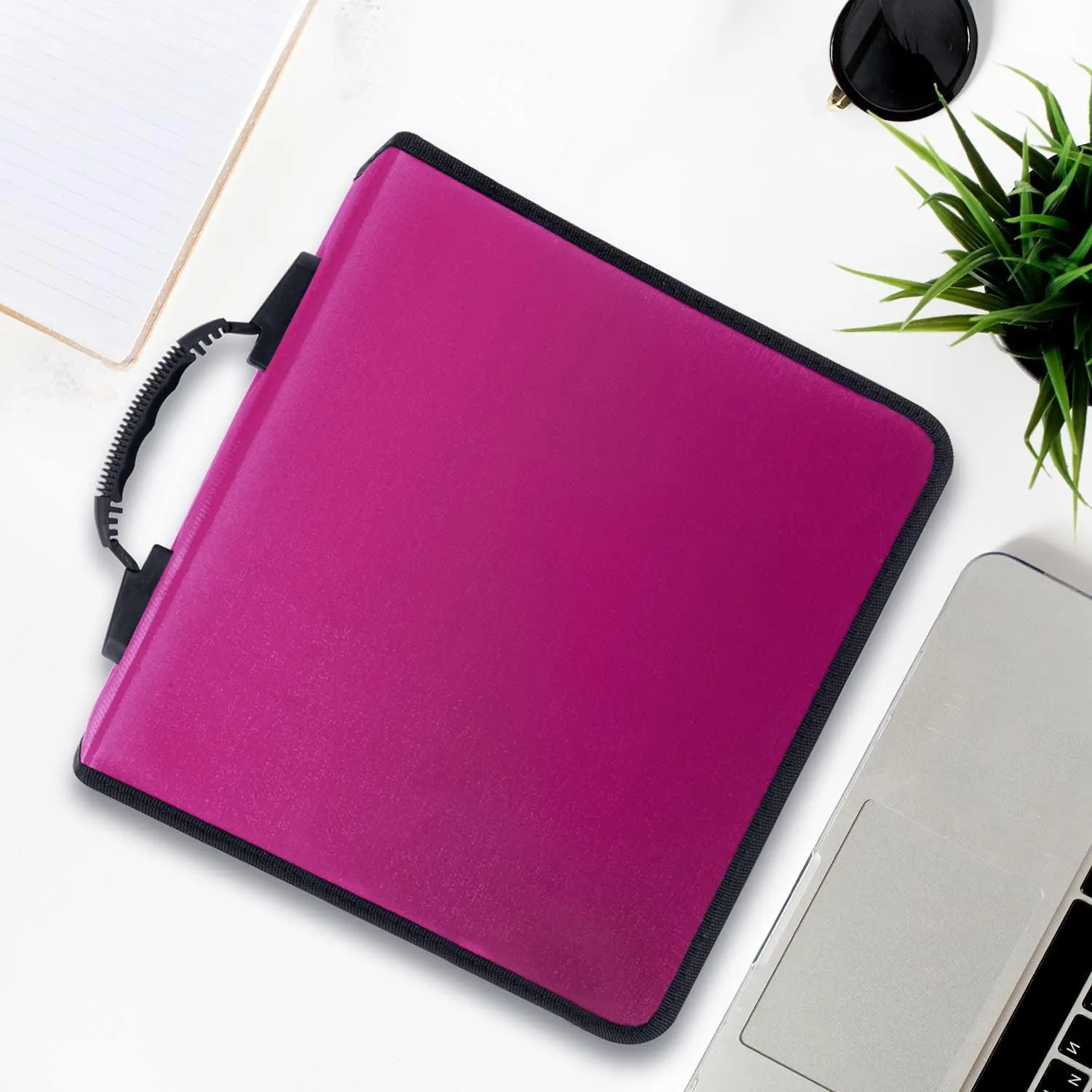 CD/DVD Binder, CD DVD Case Holder Binder 400 Capacity CD/DVD Wallet Storage Booklet Album Box (White Binder, Rose)