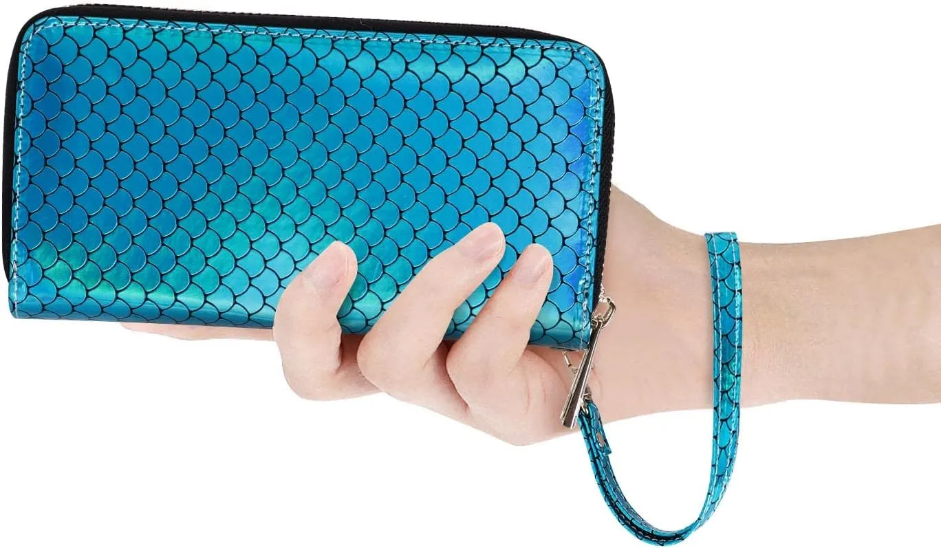 Cellphone Wallet for Women Dual Zipper Long Purse with Removable Wristlet