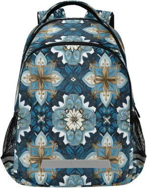 Ceramic Tile Pattern Student Backpack 12.9 Inch Laptop Backpack, School Shoulder Bag for Boys & Girls