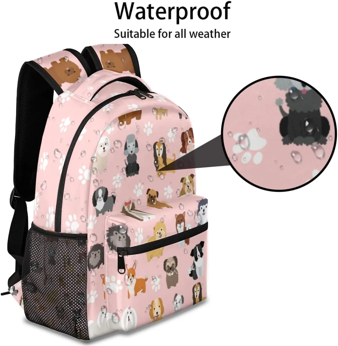 cfpolar Dog Backpack for School, Cute Dog Paws Pink Laptop Backpack Water Resistant Bookbag Computer Bag Travel Hiking Camping Rucksack Daypack Shoulder Bag for Teenager Girls Kids