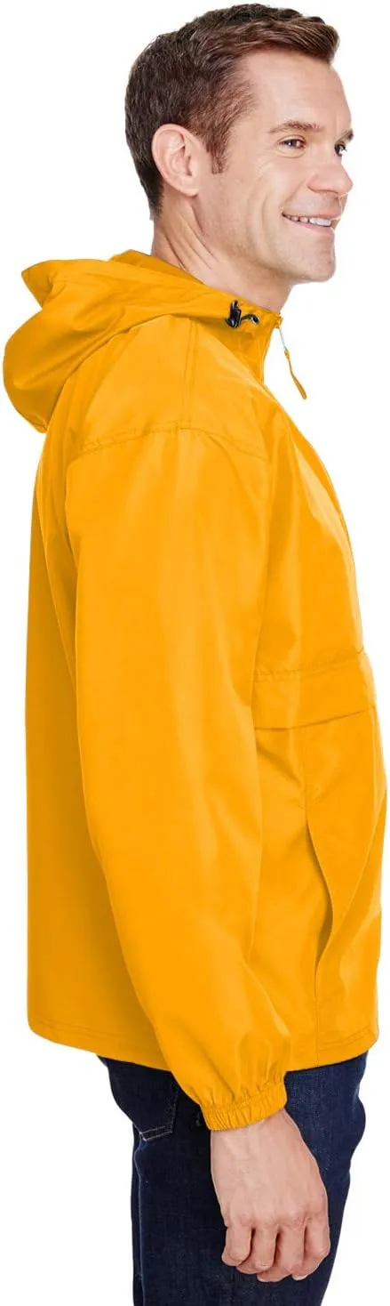 Champion Men's Anorak Jacket with Hood, Lightweight Water-Resistant Packable Nylon Hooded Jacket for Men, Iconic 'C' Logo