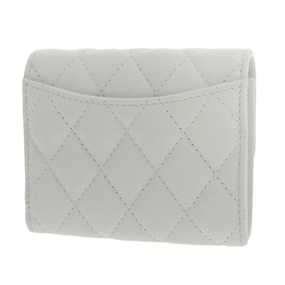 Chanel Caviar Skin Trifold Wallet White