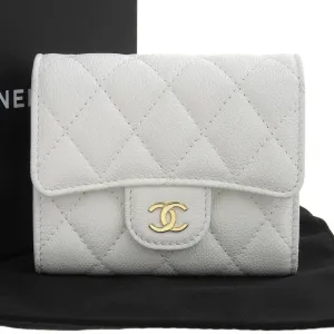 Chanel Caviar Skin Trifold Wallet White