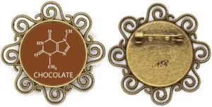 Checal Molecular Structure Chocolate Flower Brooch Pins Jewelry Gift for Girls