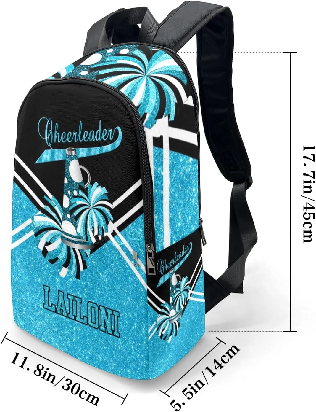 Cheerleader Sky Blue Personalized Backpack for Teen Custom Travel Backpack for Boys Girs Bookbag Casual Bag Name Gift, Design 14, EU5566SS