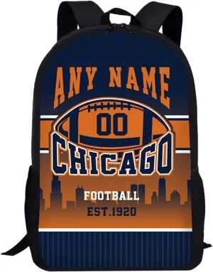 Chicago Backpack Custom 17Inch Laptop Shoulder Bag Personalized Name Number Travel Bag Fans Gift for Girl Boy Men Women