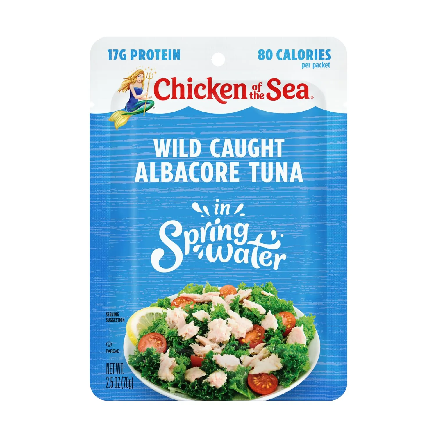 Chicken of the Sea Albacore Tuna in Water Packet, 2.5 Ounce Packets (Pack of 12), Wild Caught Tuna, Gluten-Free