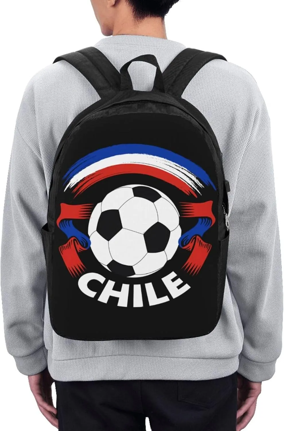 Chile Chilean Football Soccer Flag Laptop Backpacks Travel Backpack Casual Business Daypack Sport Rucksack Computer Bag Fits up to 17 Inch Notebook with USB Port