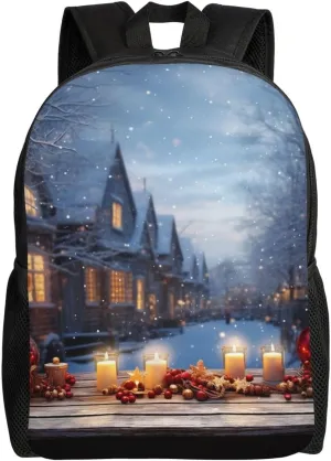 Christmas Atmosphere Cute Backpack Waterproof Lightweight Laptop Backpack Shoulder Bag Casual Daypack For Women Men