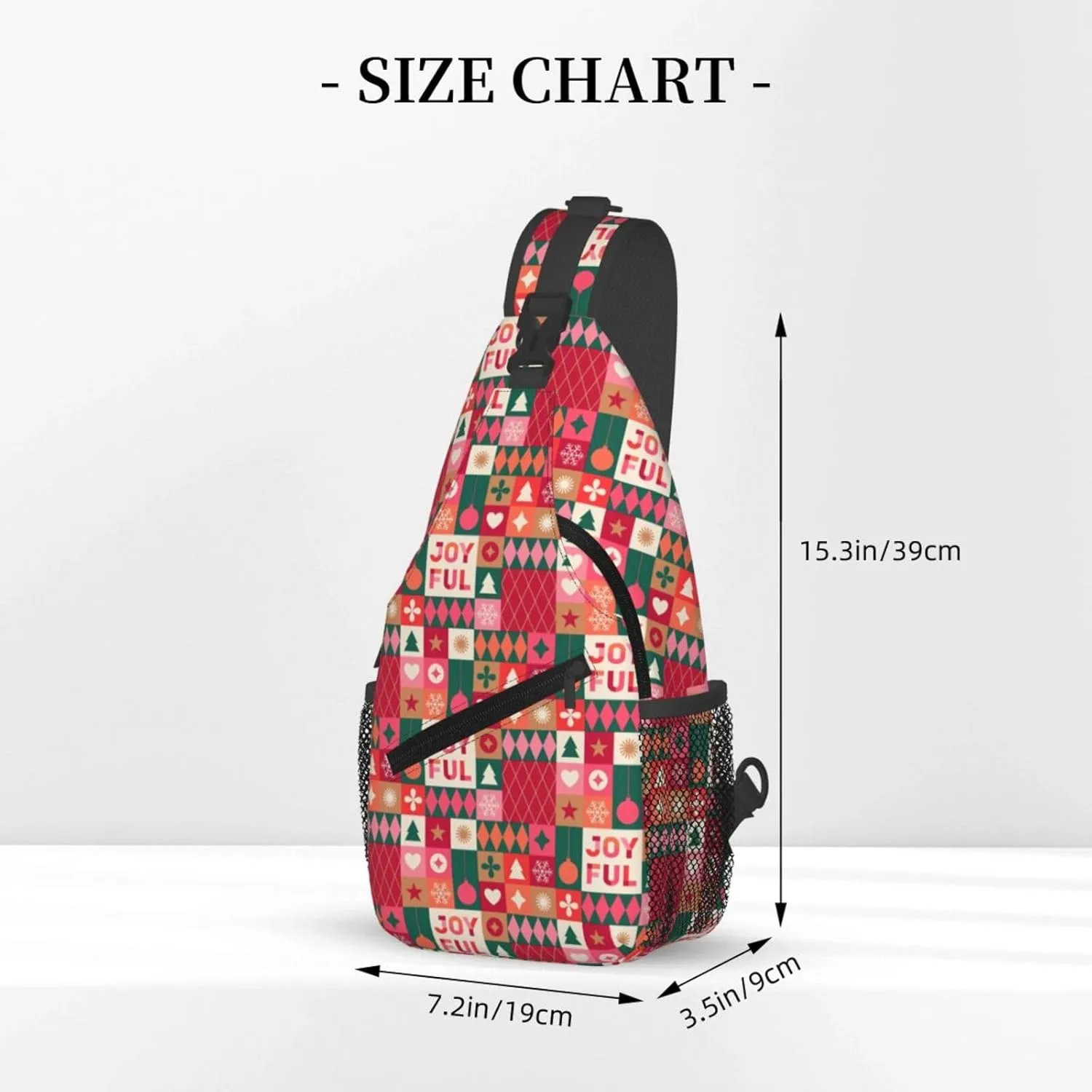 Christmas Joy Ful Sling Backpack Chest Bag Crossbody Shoulder Bag Gym Cycling Travel Hiking Daypack For Men Women
