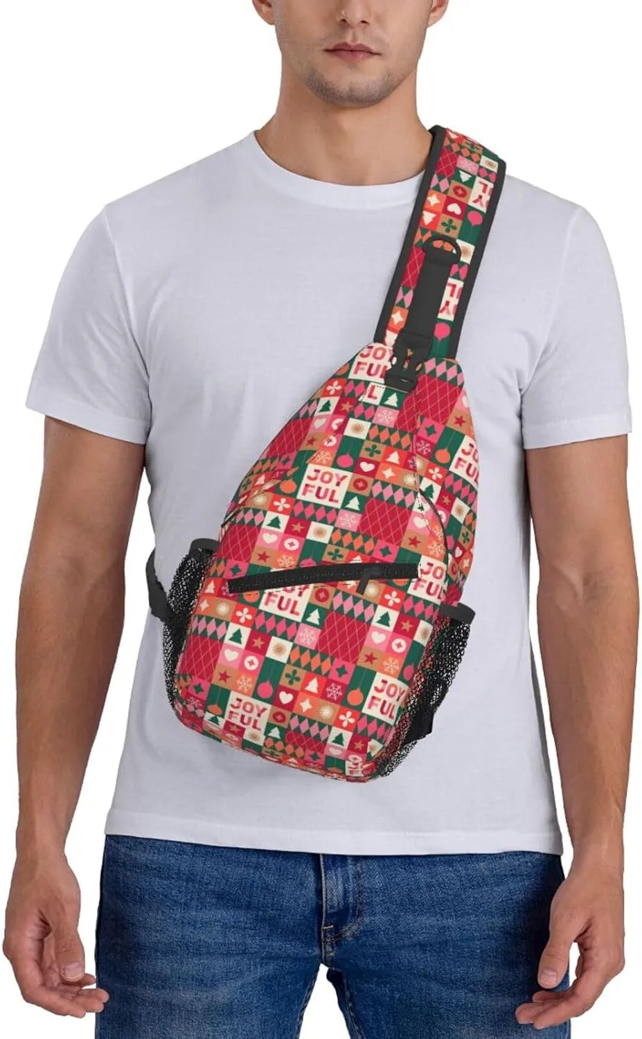 Christmas Joy Ful Sling Backpack Chest Bag Crossbody Shoulder Bag Gym Cycling Travel Hiking Daypack For Men Women