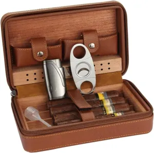 Cigar Humidor Portable Cigar Case Humidor, Travel Cigar Tube Cedar Lined, Cigar Holder Wallet, Cigar Gift Accessories for Man,