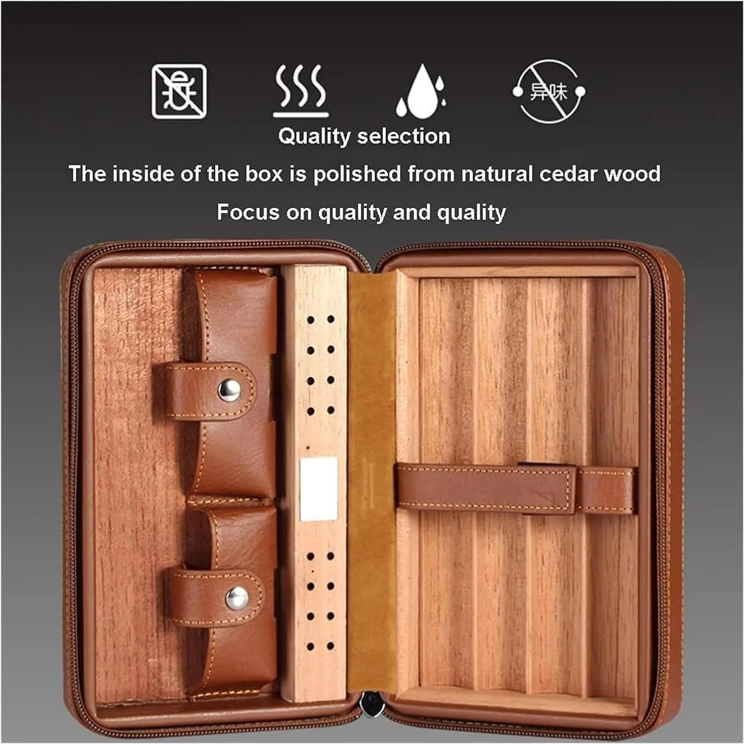 Cigar Humidor Portable Cigar Case Humidor, Travel Cigar Tube Cedar Lined, Cigar Holder Wallet, Cigar Gift Accessories for Man,