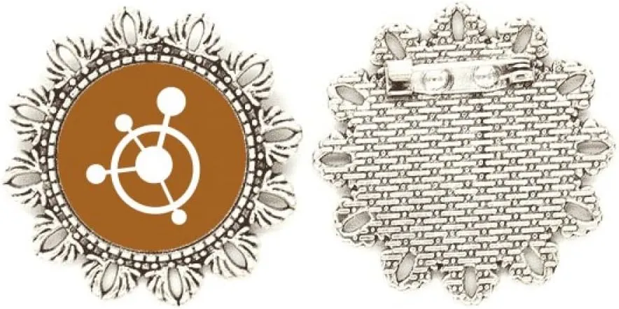 Circle Molecular Structural Traction Silver Flower Brooch Hook Pin Breastpin