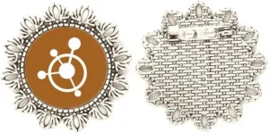 Circle Molecular Structural Traction Silver Flower Brooch Hook Pin Breastpin