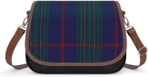 Clan Stevenson Tartan Leather Decorative Crossbody Strap Backpack, Large Capacity Shoulder Bag
