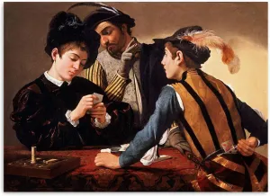 Classic Canvas Wall Art-Michelangelo Merisi Caravaggio Prints-Famous Oil Paintings Reproduction-The Cardsharps Poster-Artwork Pictures on Canvas Wall Art for Home Decor 70x105cm(28x41in) Frameless