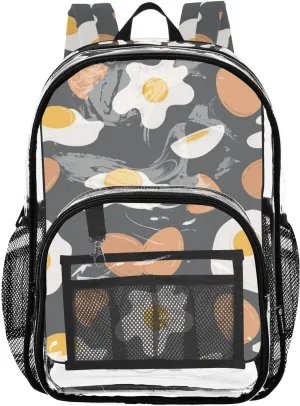 Clear Backpack for Boys Girls Chicken Eggs Brown Eggshell PVC Transparent School Bookbag Large Capacity Clear Bag for Student Work Travel