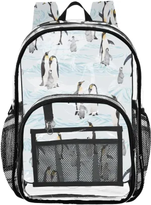 Clear Backpack for Girls Boys Emperor Penguins Lightweight See Through Bookbag Transparent Bag Student Book Bags