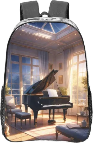 Clear Backpack Heavy Duty PVC Transparent Backpack Large Clear Bag for Travel, Work, Concert, Starlit Symphony Print 16"