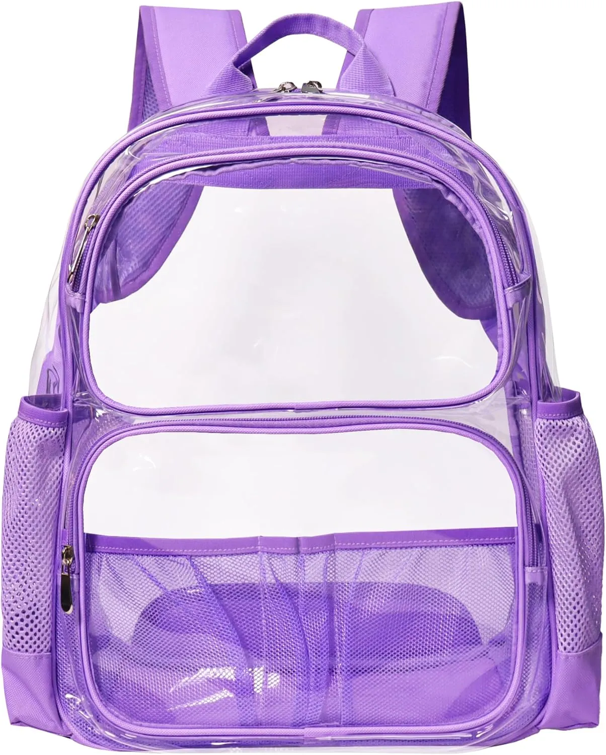 Clear Backpack Heavy Duty,17'' Transparent Bag See Through Backpack for College Work Travel Security,Light Purple