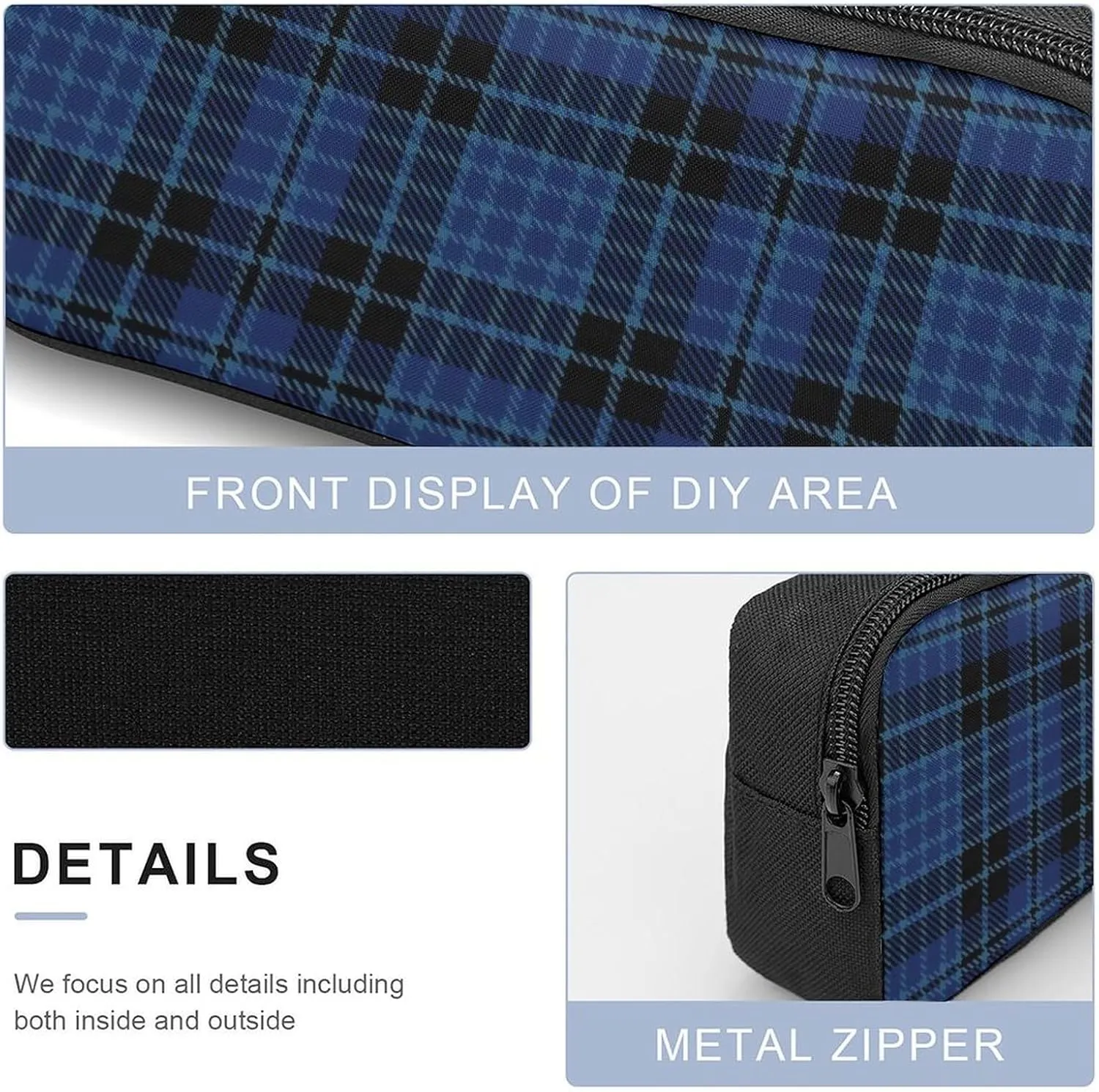 Clergy Blue Black White 17 Inch Backpack Diagonal Lunch Bag Pencil Case Set Unisex