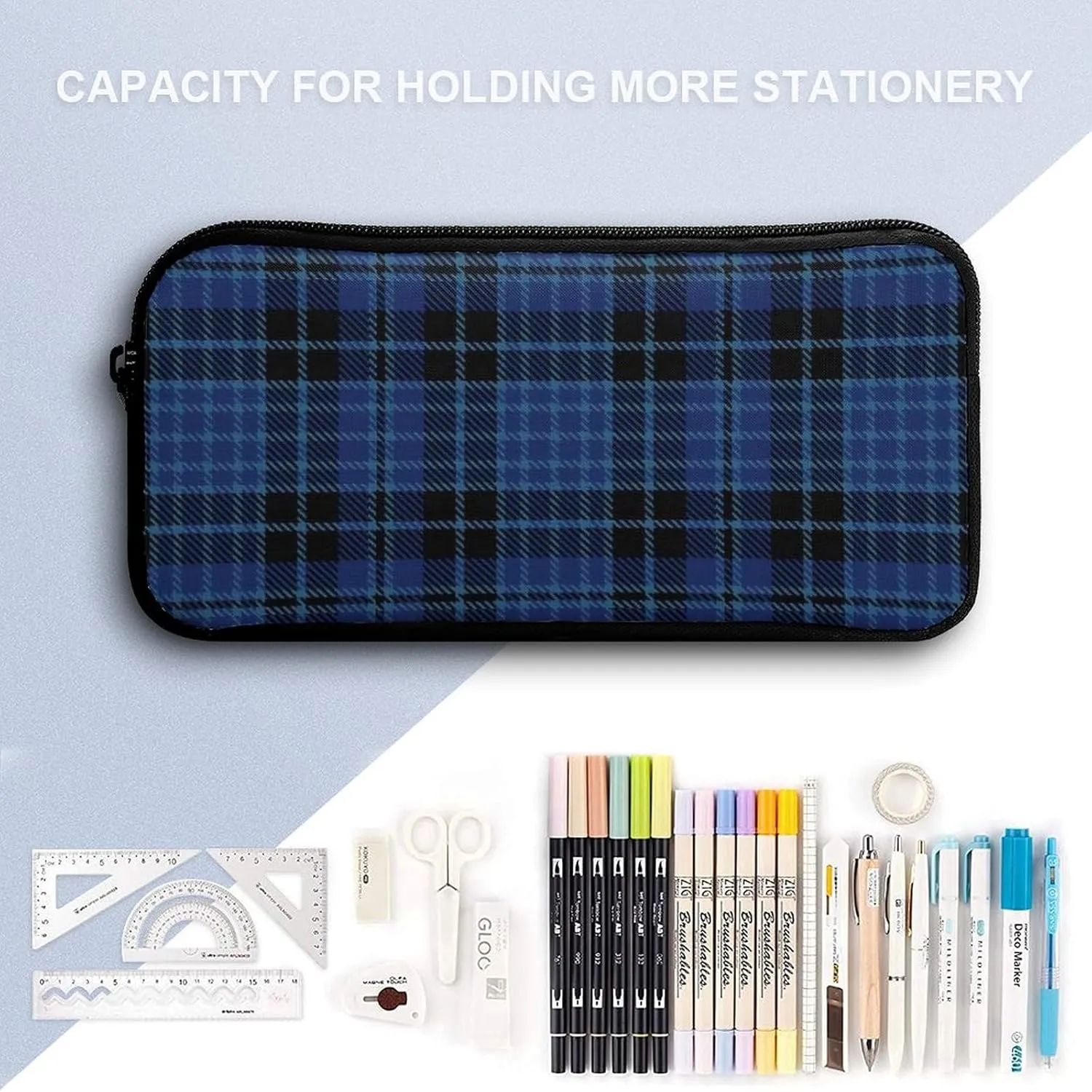 Clergy Blue Black White 17 Inch Backpack Diagonal Lunch Bag Pencil Case Set Unisex