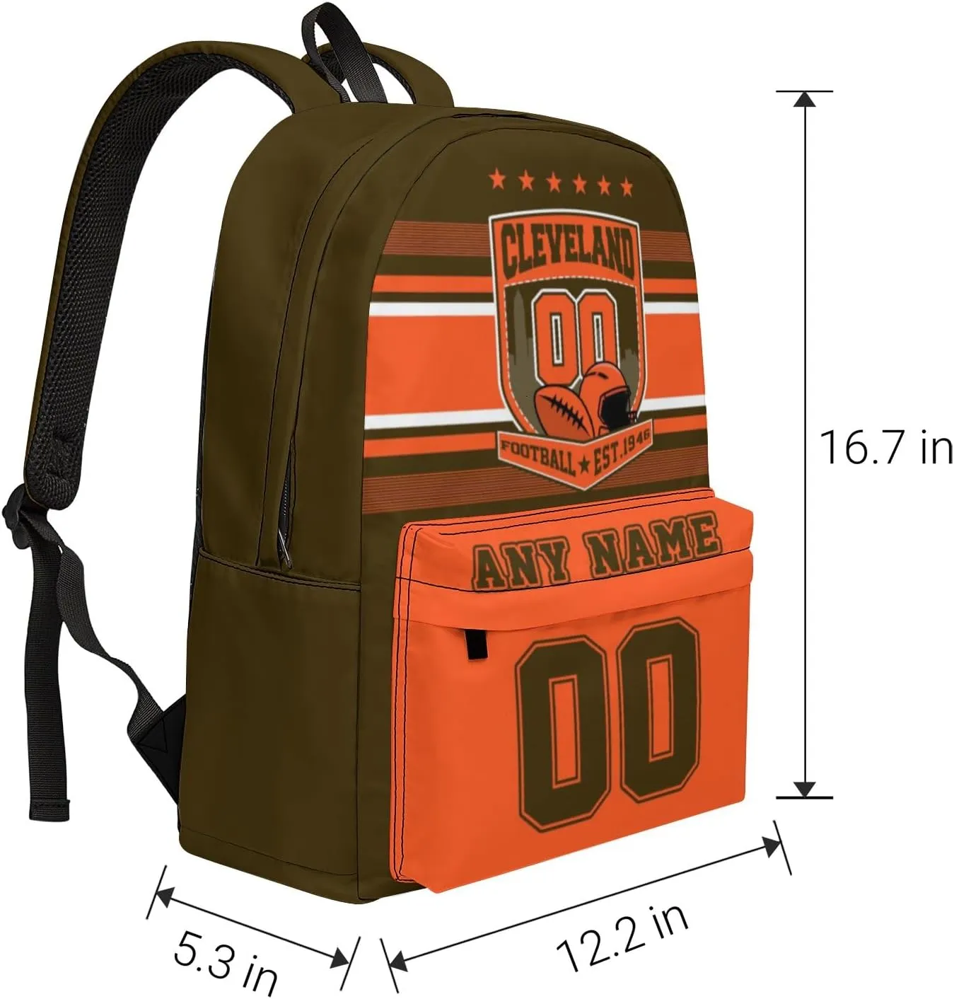 Clevel Backpack Custom Name Number 17Inch Large Capacity Shoulder Travel Bag Personalized Laptop Bag Fans Gift for Boy Girl Men Women